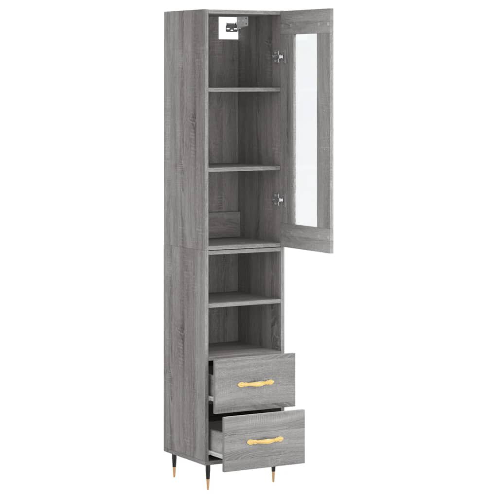 vidaXL Μπουφές Sonoma Γκρι 34,5 x 34 x 180 εκ. από Επεξεργασμένο Ξύλο