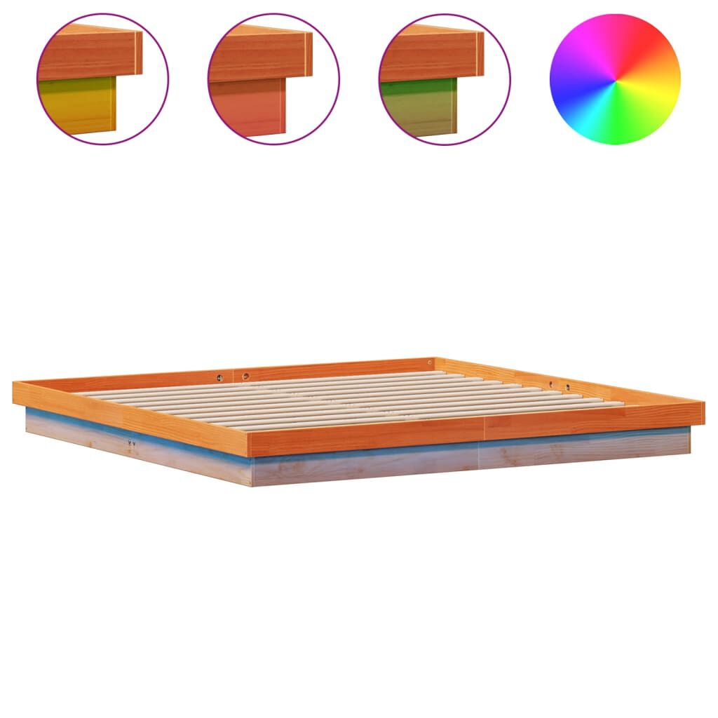 vidaXL Πλαίσιο Κρεβατιού LED Καφέ Κεριού 180x200 εκ. Μασίφ Ξύλο Πεύκου