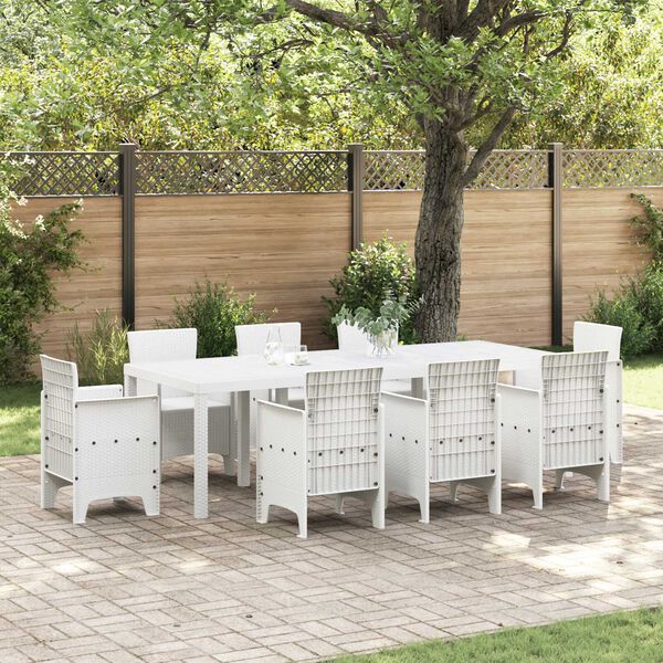 vidaXL Τραπέζι Κήπου Λευκό 250x100x73 εκ. Πολυ Ράττον