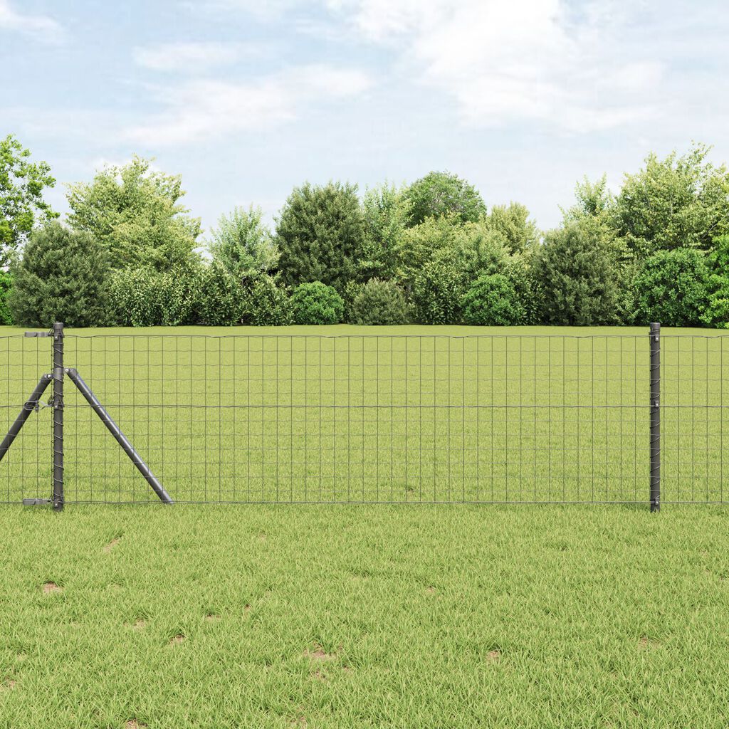vidaXL Πόλοι Φράχτη 52 τεμάχια Γκρι Ø32 mm 80 cm Γαλβανισμένο Χάλυβα