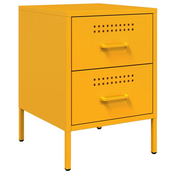 vidaXL Κομοδίνο Μουσταρδί 36x39x50,5 εκ. από Χάλυβα