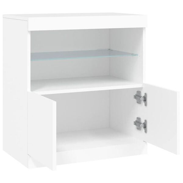vidaXL Μπουφές με Φώτα LED Λευκός 60 x 37 x 67 εκ.