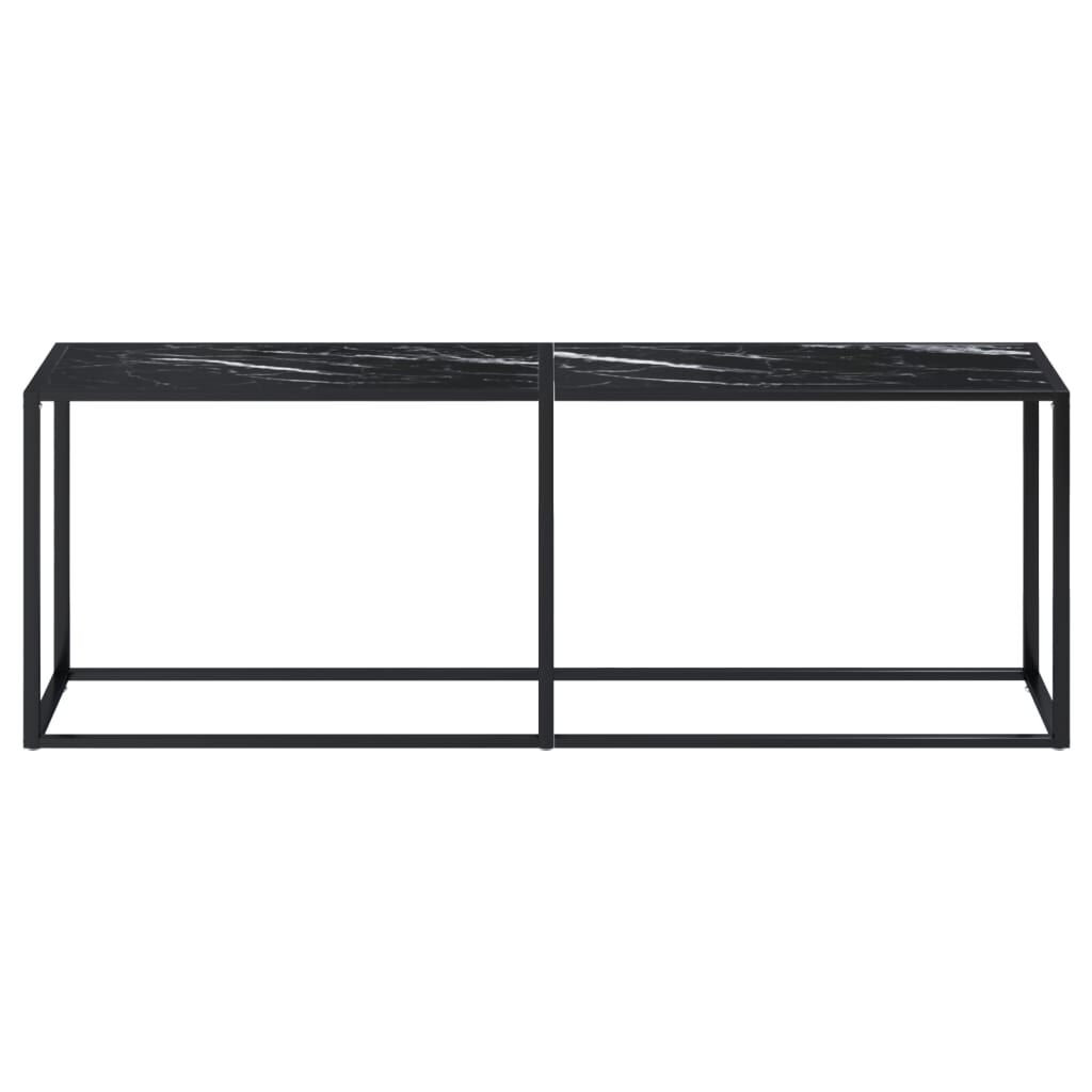 vidaXL Τραπέζι Κονσόλα Μαύρο Όψη Μαρμάρου 220x35x75,5 εκ. Ψημένο Γυαλί