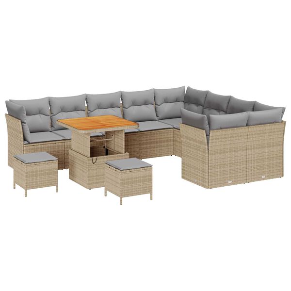 vidaXL Σετ Καναπέ Κήπου 12 pcs Μπεζ συνθετικό ρατάν