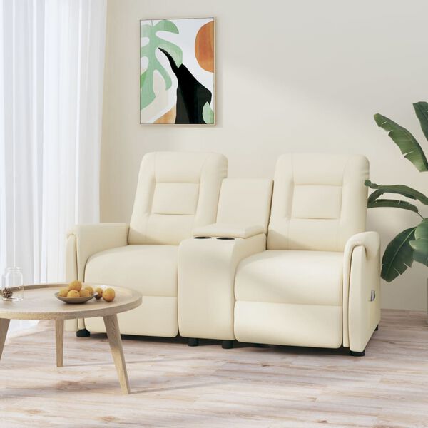 vidaXL Πολυθρόνα Μασάζ Διθέσια & Ποτηροθήκη Κρεμ