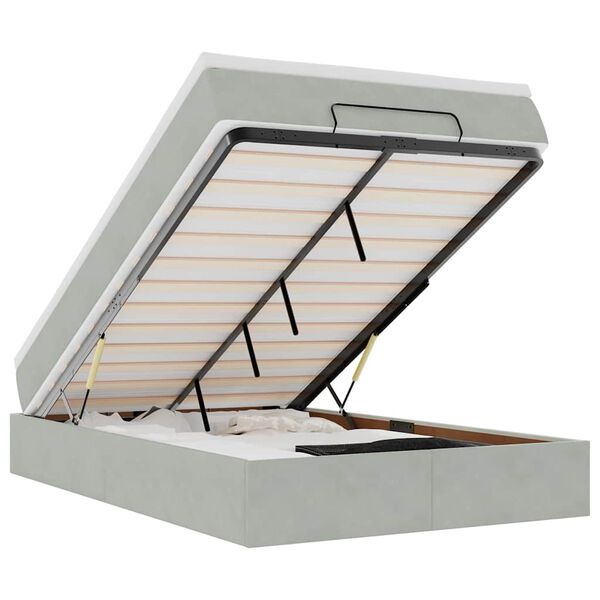 vidaXL Οθωμανικό κρεβάτι με στρώμα ανοιχτό γκρι 120x200cm Velvet