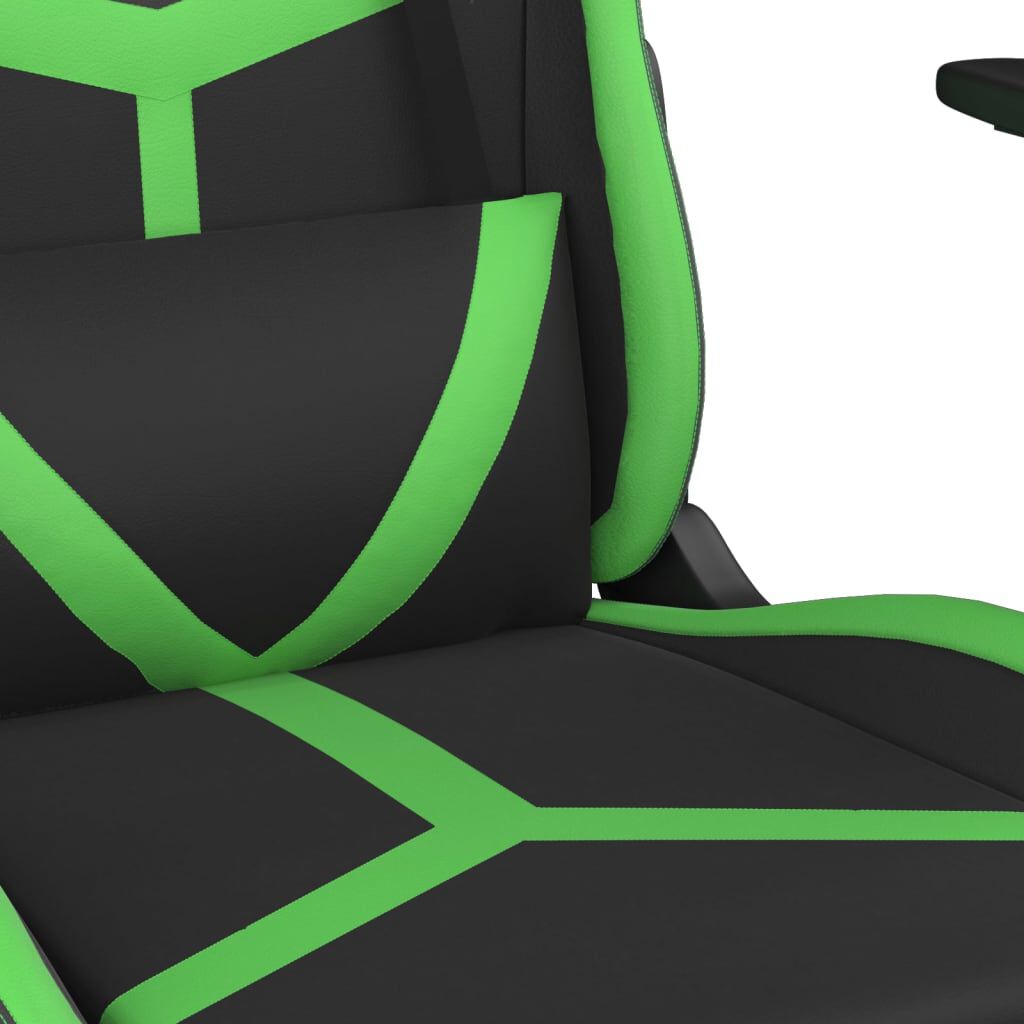 vidaXL Καρέκλα Gaming Μασάζ Υποπόδιο Μαύρο/Πράσινο από Συνθετικό Δέρμα