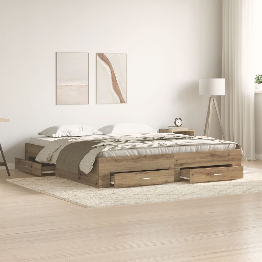 vidaXL Κρεβάτι με Συρτάρια Artisan Oak 180x200 cm Επεξεργασμένο Ξύλο