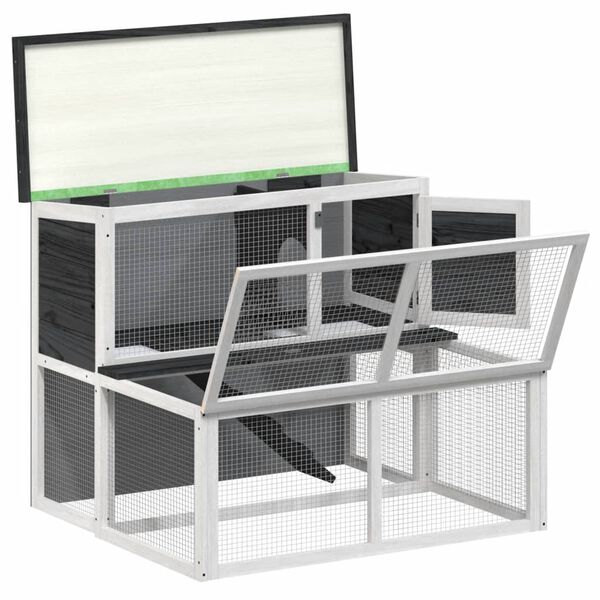 vidaXL Κλουβί Κουνελιών Γκρι 102 x 90 x 84,5 εκ. Μασίφ Ξύλο Πεύκου