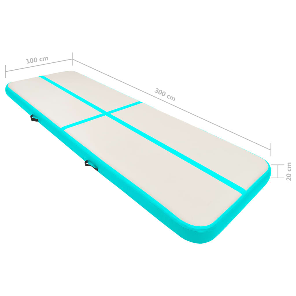 vidaXL Στρώμα Ενόργανης Φουσκωτό Πράσινο 300x100x20 εκ. PVC με Τρόμπα