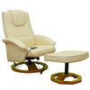vidaXL Πολυθρόνα Μασάζ Κρεμ από Συνθετικό Δέρμα με Υποπόδιο