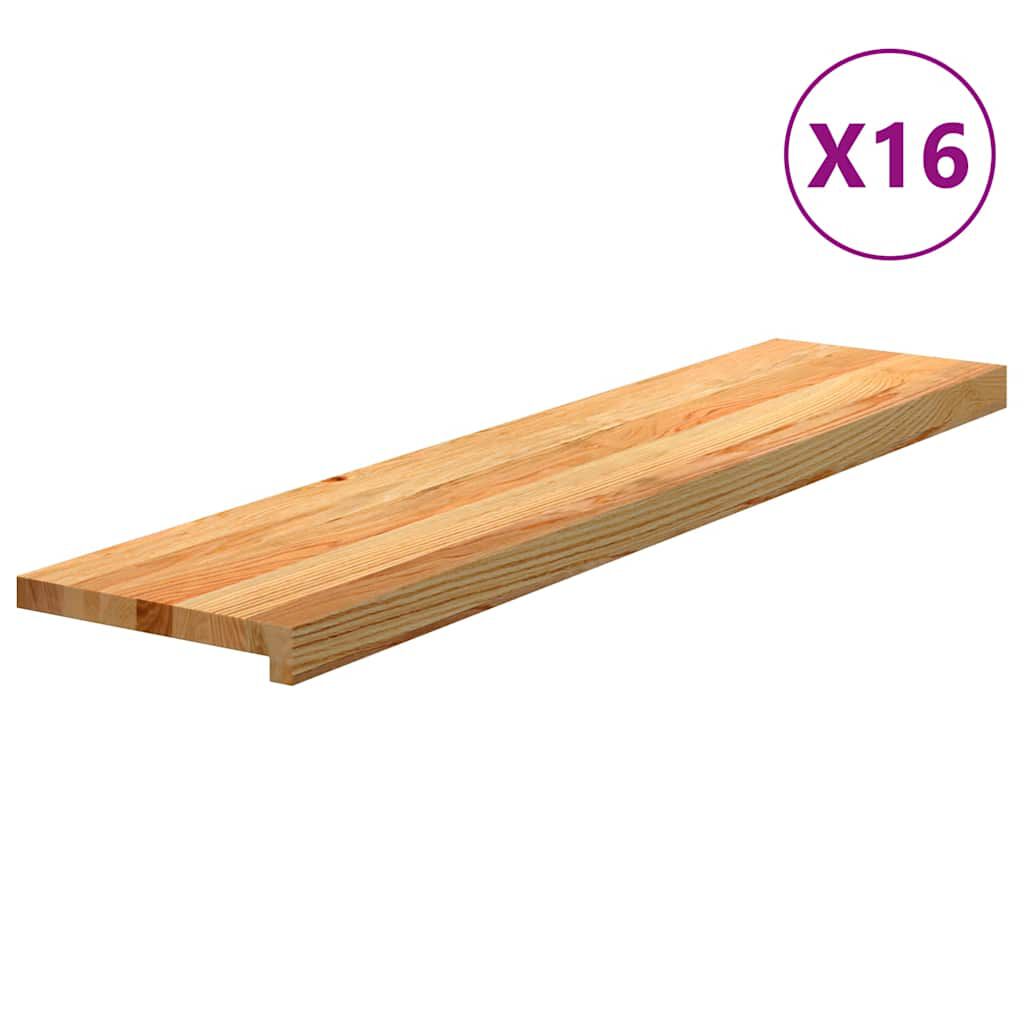 vidaXL Πατάκια Σκάλας 16 τεμ. Ανοιχτό Καφέ 110x25x2 cm Ξύλο Δρυός