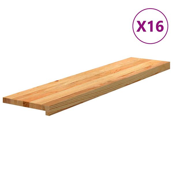 vidaXL Πατάκια Σκάλας 16 τεμ. Ανοιχτό Καφέ 110x25x2 cm Ξύλο Δρυός