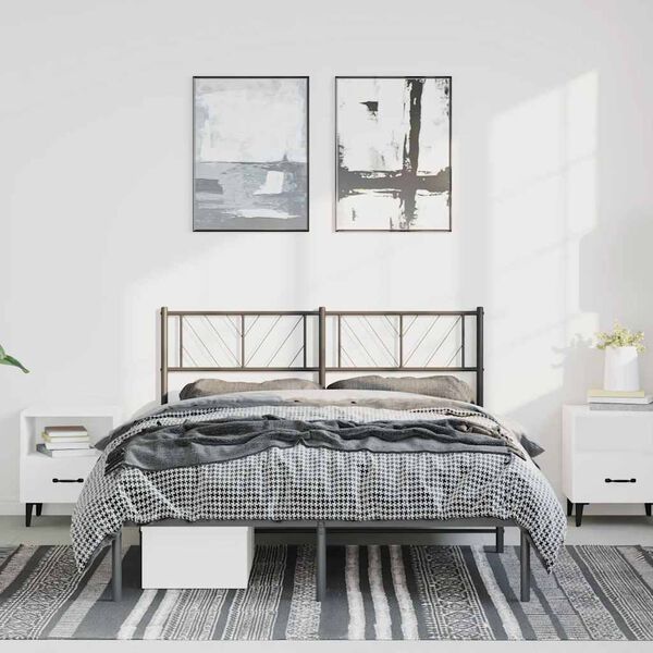 vidaXL Πλαίσιο Κρεβατιού με Κεφαλάρι Μαύρο 150 x 200 εκ. Μεταλλικό