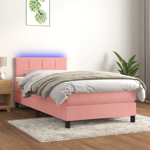 vidaXL &Kappa;&rho;&epsilon;&beta;ά&tau;&iota; Boxspring &mu;&epsilon; &Sigma;&tau;&rho;ώ&mu;&alpha; & LED &Rho;&omicron;&zeta; 80 x 200 &epsilon;&kappa;. &Beta;&epsilon;&lambda;&omicron;ύ&delta;&iota;&nu;&omicron;
