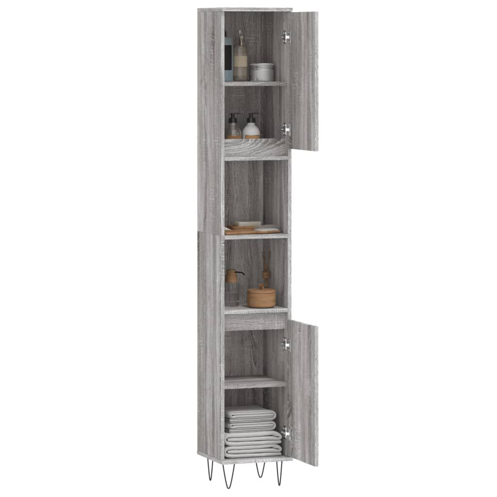 vidaXL Ντουλάπι Μπάνιου Γκρι Sonoma 30x30x190 εκ. Επεξεργασμένο Ξύλο