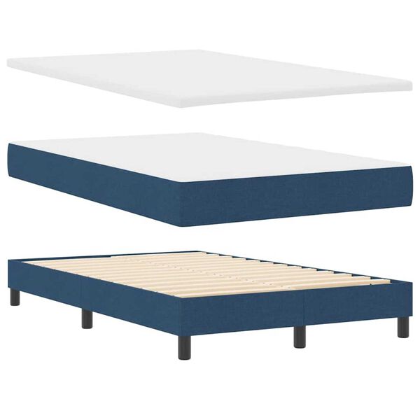 vidaXL Κρεβάτι με ελατήρια με στρώμα Μπλε 120 x 200 cm ύφασμα