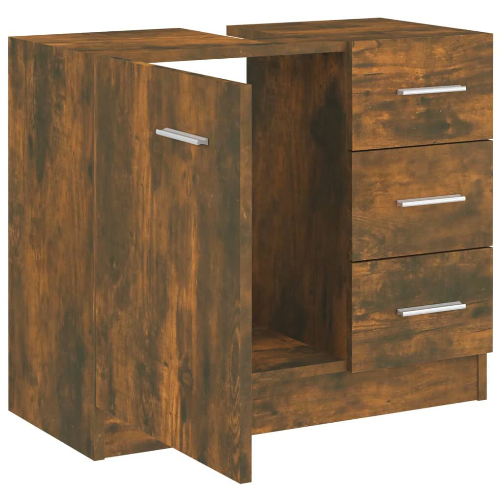 vidaXL Ντουλάπι Νιπτήρα Καπνιστή Δρυς 63 x 30 x 54 εκ. Επεξεργ. Ξύλο