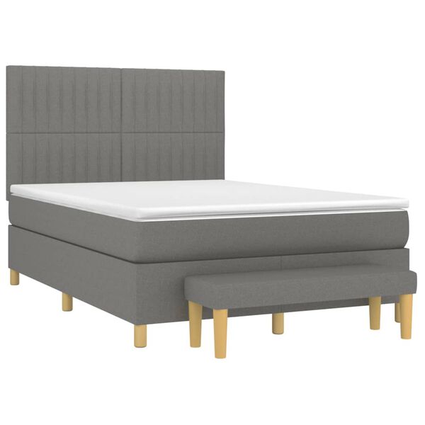 vidaXL Κρεβάτι Boxspring με Στρώμα Σκούρο Γκρι 140x200 εκ Υφασμάτινο