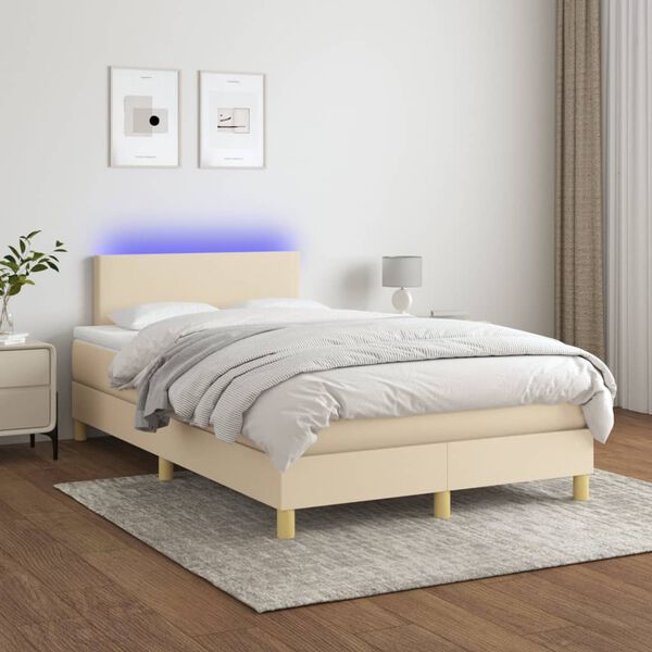 vidaXL &Kappa;&rho;&epsilon;&beta;ά&tau;&iota; Boxspring &mu;&epsilon; &Sigma;&tau;&rho;ώ&mu;&alpha; & LED &Kappa;&rho;&epsilon;&mu; 120x200 &epsilon;&kappa;. &Upsilon;&phi;&alpha;&sigma;&mu;ά&tau;&iota;&nu;&omicron;