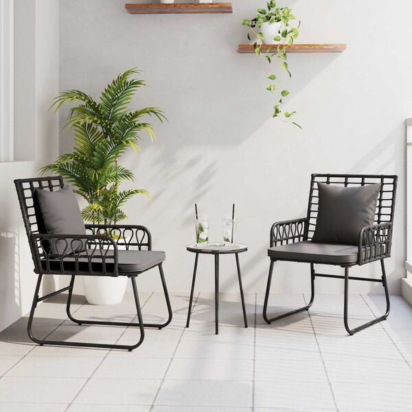 vidaXL Σέτ φαγητού για κήπο 3 pcs Μαύρο, Ανθρακί 35 x 35 x 45 εκ