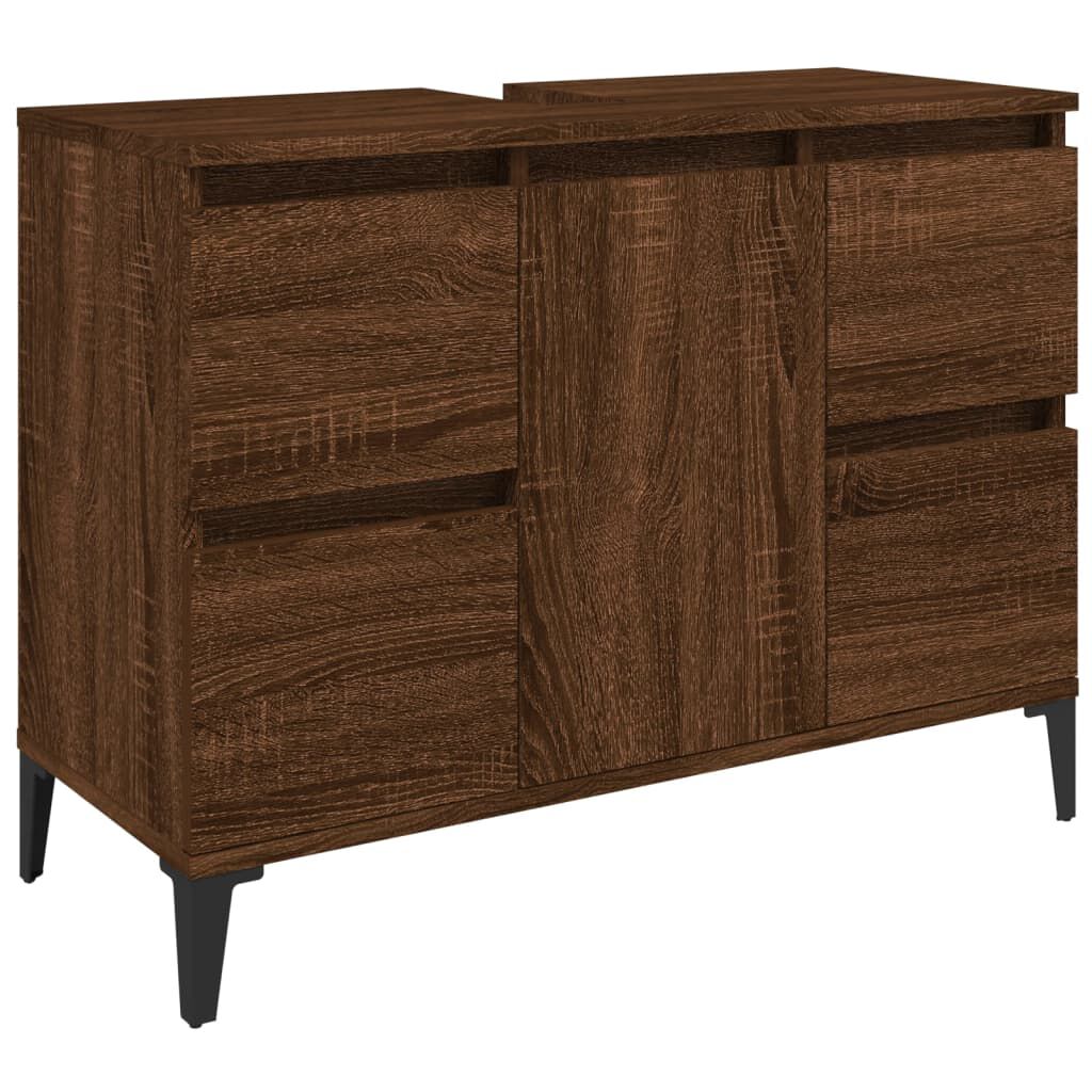 vidaXL Ντουλάπι Νιπτήρα Καφέ Δρυς 80 x 33 x 60 εκ. Επεξεργασμένο Ξύλο