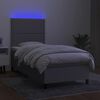 vidaXL Κρεβάτι Boxspring με Στρώμα & LED Αν.Γκρι 90x190 εκ. Υφασμάτινο