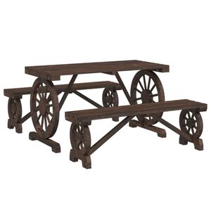 vidaXL Τραπεζαρία Κήπου Σετ 3 Τεμαχίων από Μασίφ Ξύλο Ελάτης