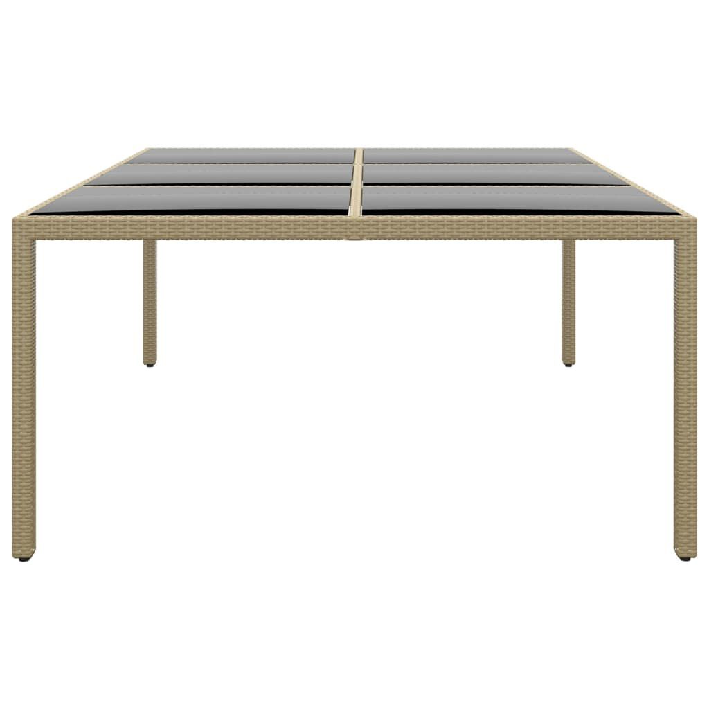 vidaXL Τραπέζι Κήπου Μπεζ 200x150x75 εκ. Ψημένο Γυαλί/Συνθετικό Ρατάν