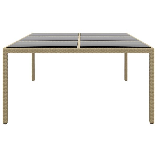 vidaXL Τραπέζι Κήπου Μπεζ 200x150x75 εκ. Ψημένο Γυαλί/Συνθετικό Ρατάν