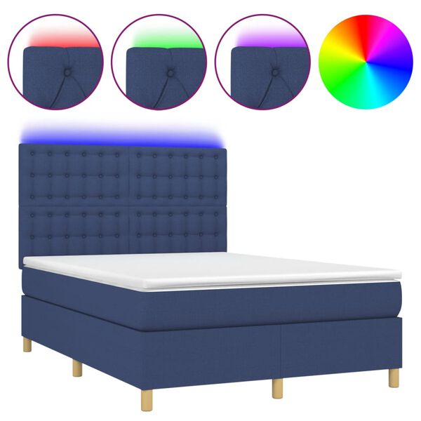vidaXL &Kappa;&rho;&epsilon;&beta;ά&tau;&iota; Boxspring &mu;&epsilon; &Sigma;&tau;&rho;ώ&mu;&alpha; & LED &Mu;&pi;&lambda;&epsilon; 140x200 &epsilon;&kappa;. &Upsilon;&phi;&alpha;&sigma;&mu;ά&tau;&iota;&nu;&omicron;