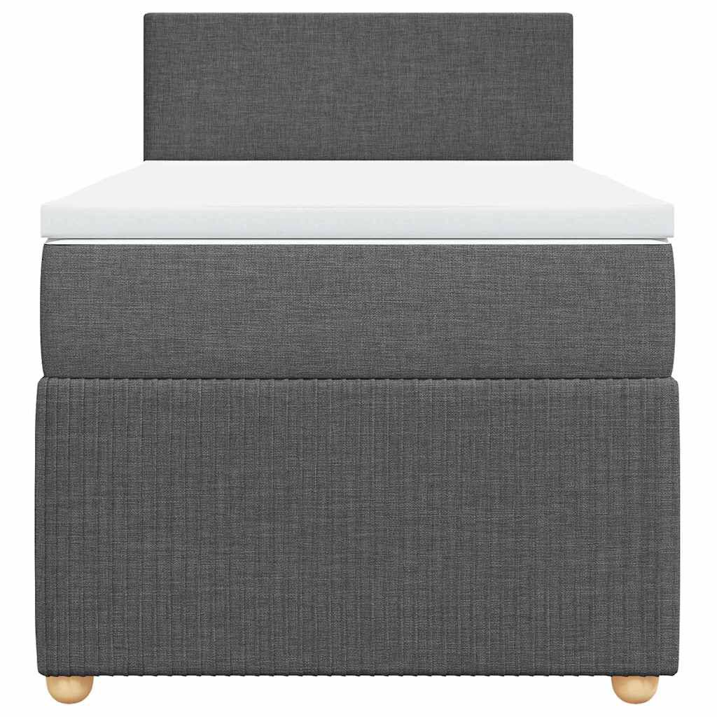 vidaXL Κρεβάτι Boxspring με Στρώμα Σκούρο Γκρι 100x200 εκ. Υφασμάτινο