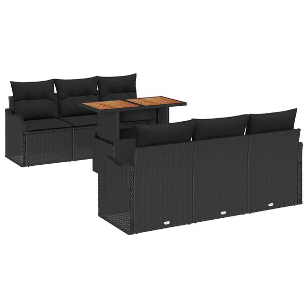 vidaXL Σετ Καναπέ Κήπου με αποθήκευση 7 pcs Μαύρο Πολυ ράταν