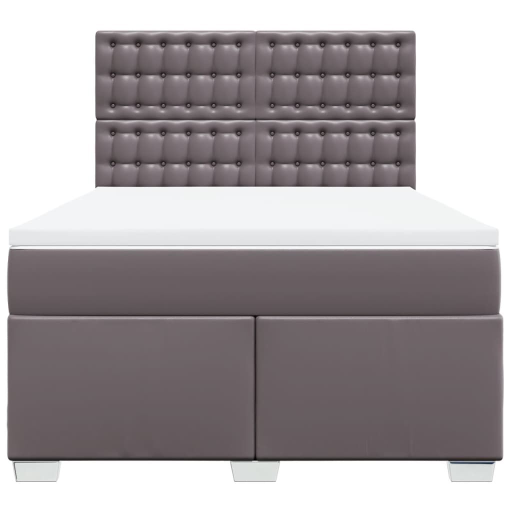 vidaXL Κρεβάτι Boxspring με Στρώμα Γκρι 140x200εκ. από Συνθετικό Δέρμα
