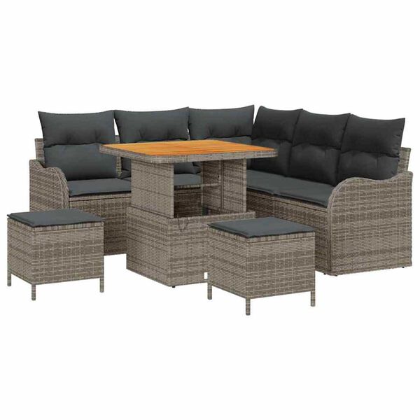 vidaXL Σετ Καναπέ Κήπου 8 pcs Γκρι συνθετικό ρατάν