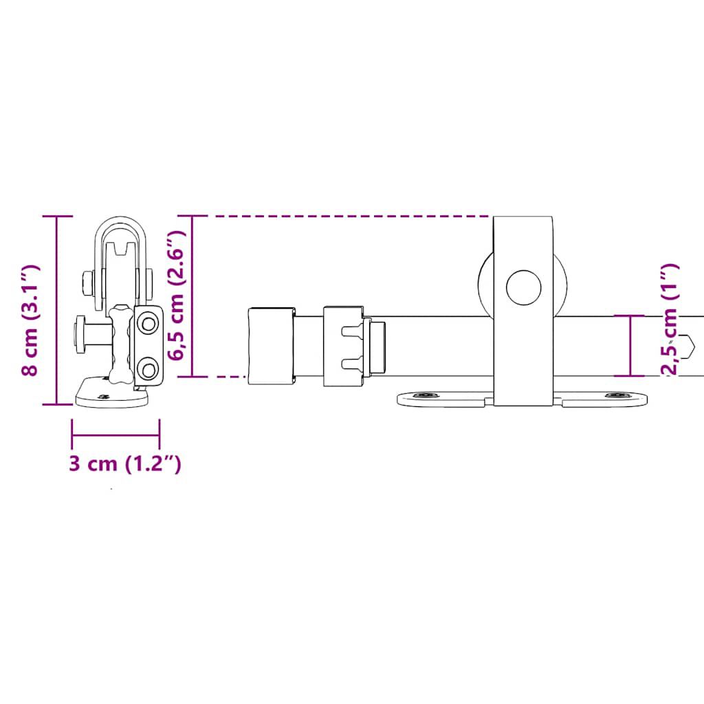 vidaXL Κιτ συρόμενης πόρτας γραφείου 91 cm από ανθρακούχο χάλυβα