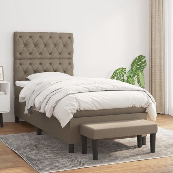 vidaXL &Kappa;&rho;&epsilon;&beta;ά&tau;&iota; Boxspring &mu;&epsilon; &Sigma;&tau;&rho;ώ&mu;&alpha; Taupe 80x200 &epsilon;&kappa;. &Upsilon;&phi;&alpha;&sigma;&mu;ά&tau;&iota;&nu;&omicron;