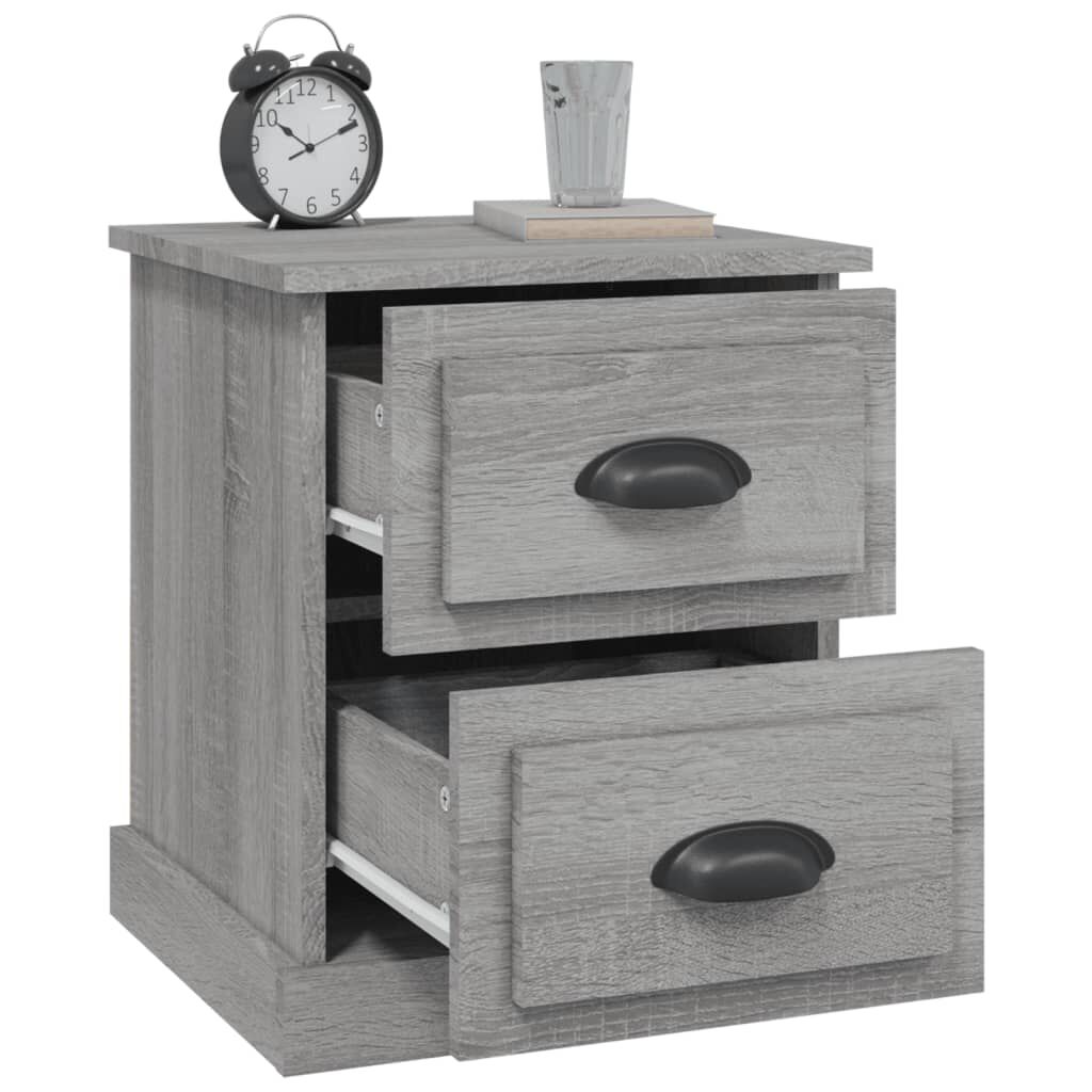 vidaXL Κομοδίνα 2 τεμ. Γκρι Sonoma 39x39x47,5 εκ. Επεξεργασμένο Ξύλο