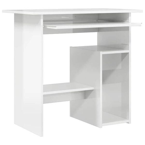 vidaXL Γραφείο Γυαλιστερό Λευκό 80 x 45 x 74 εκ. από Επεξ. Ξύλο