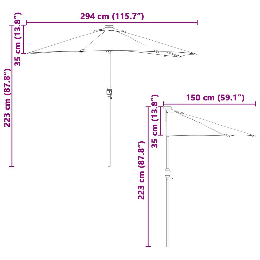 vidaXL Ομπρέλα Κήπου Τερακότα 294 x 150 x 223 εκ ύφασμα