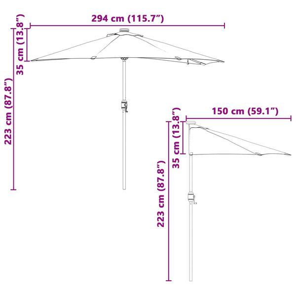 vidaXL Ομπρέλα Κήπου Τερακότα 294 x 150 x 223 εκ ύφασμα
