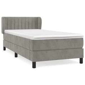 vidaXL Κρεβάτι Boxspring με Στρώμα Ανοιχτό Γκρι 80x200 εκ. Βελούδινο