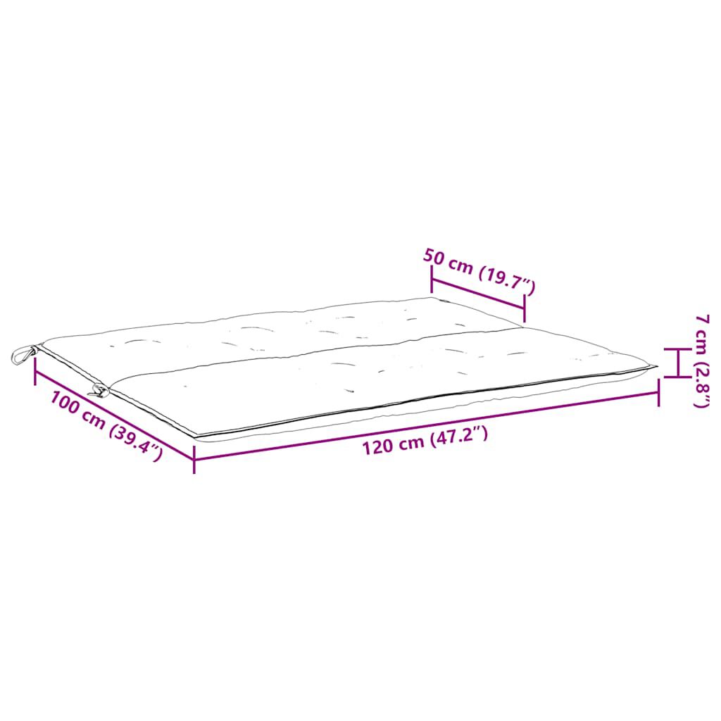 vidaXL Μαξιλάρι Πάγκου Κήπου Κρεμ Λευκό 120x(50+50)x7εκ. Ύφασμα Oxford