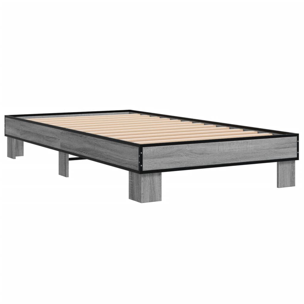 vidaXL Πλαίσιο Κρεβατιού Γκρι Sonoma 90 x 190 εκ. Επεξ. Ξύλο & Μέταλλο