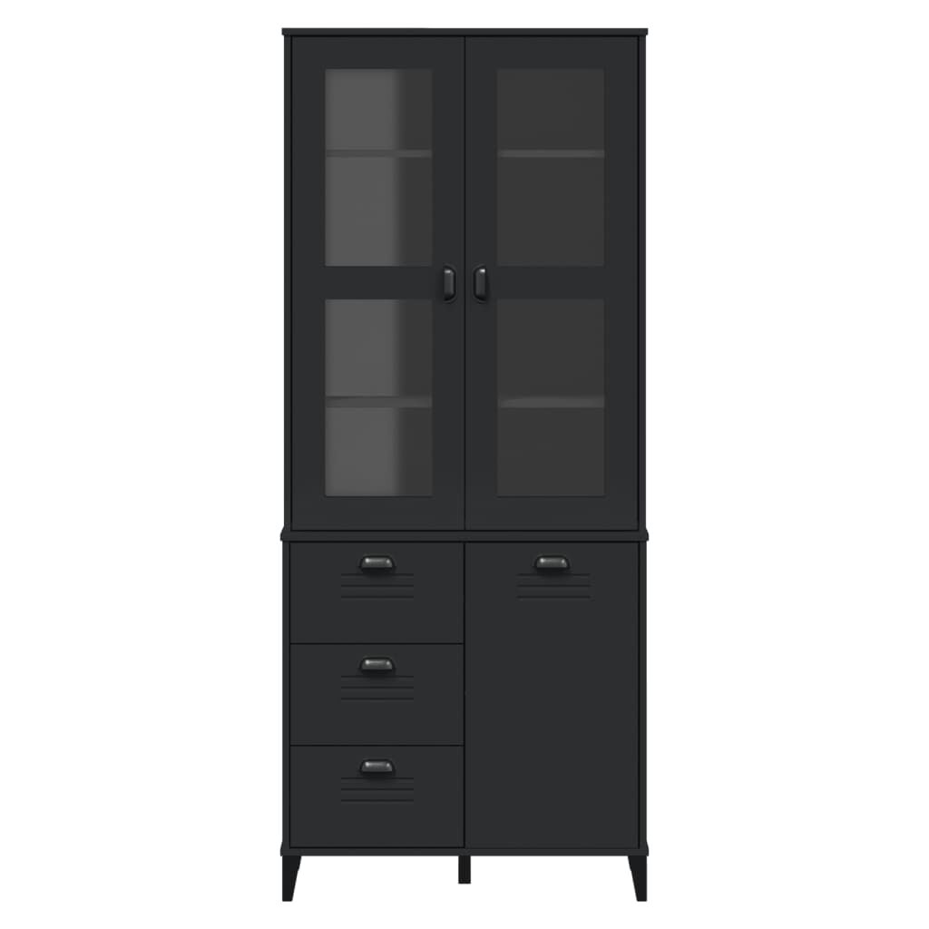 vidaXL Ντουλάπι Ψηλό VIKEN Μαύρος 80x40x190 εκ. από Μασίφ Ξύλο Πεύκου