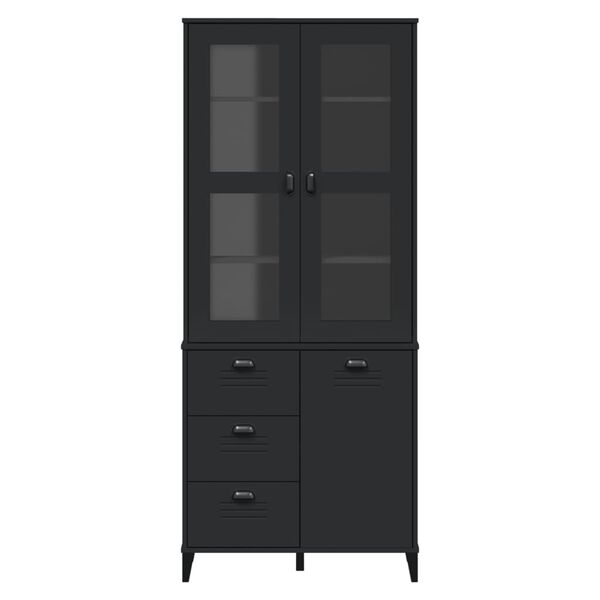 vidaXL Ντουλάπι Ψηλό VIKEN Μαύρος 80x40x190 εκ. από Μασίφ Ξύλο Πεύκου