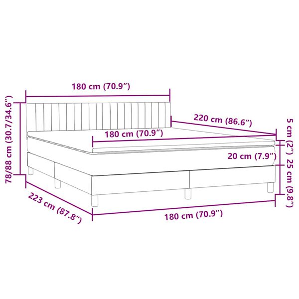 vidaXL Box Spring κρεβάτι με στρώμα ροζ 180x220 cm Βελούδινο