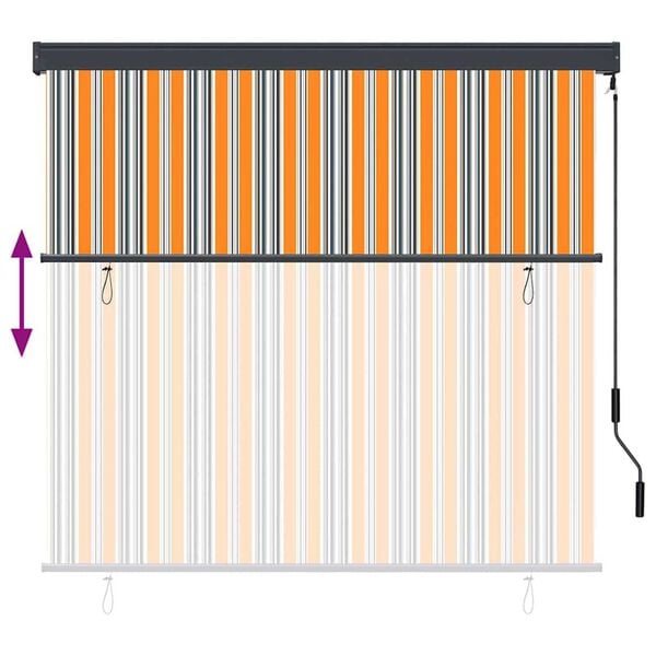 vidaXL Εξωτερικό ρολό Ριγέ Κίτρινο και μπλε 180 x 250 cm ύφασμα