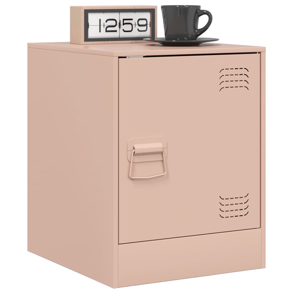vidaXL Κομοδίνο Ροζ 34,5 x 39 x 44 εκ. από Χάλυβα