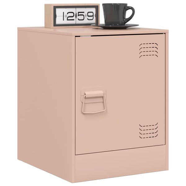 vidaXL Κομοδίνο Ροζ 34,5 x 39 x 44 εκ. από Χάλυβα